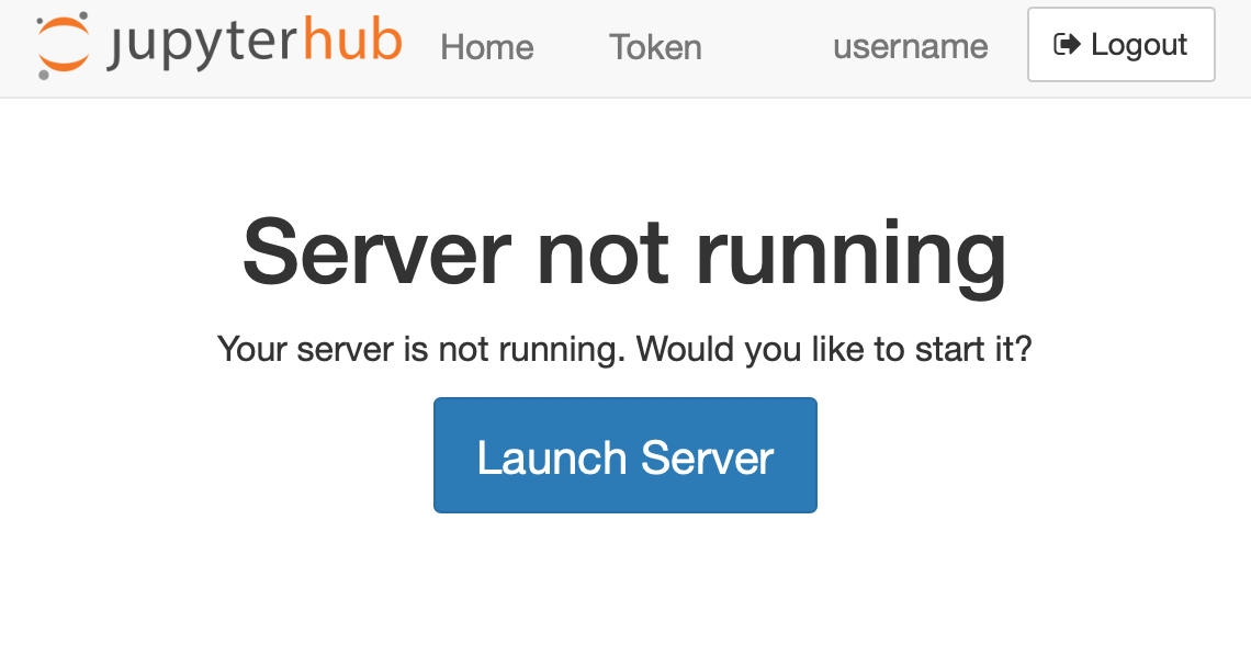 screenshot of hub page for server not running